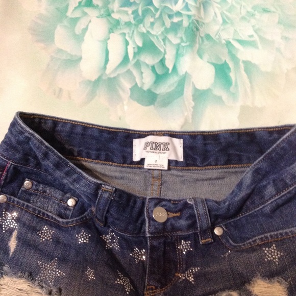 🦋 Pink Victoria's Secret denim shorts size 0 - Picture 4 of 6